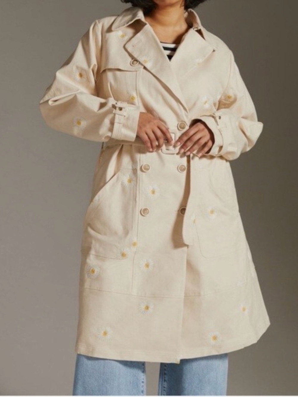 NWT Anthropologie Maeve Embroidered Daisy Trench Coat - US Size 20